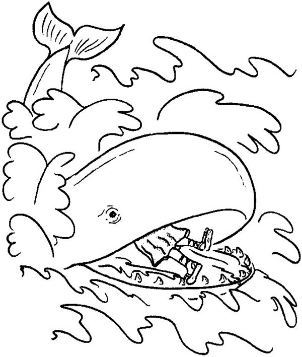 600x709 A Great Whale Swallowed Jonah Body In Jonah And The Whale Coloring