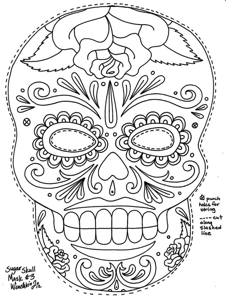 736x969 Day Of The Dead Masks Coloring Pages Kids Art Journal Colouring