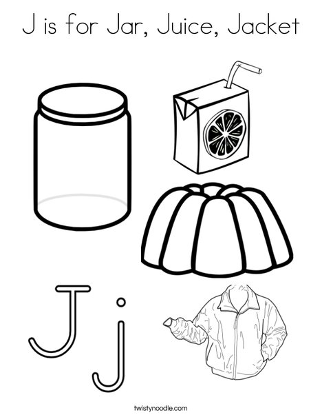 468x605 J Is For Jar, Juice, Jacket Coloring Page