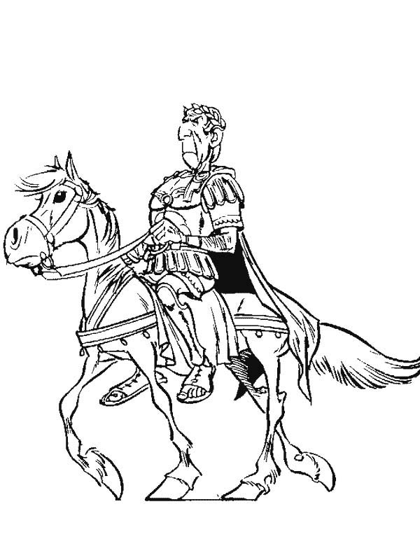 Julius Caesar Riding Horse In The Adventure Of Asterix Coloring 600x800 Julius Caesar Riding Horse In The Adventure Of Asterix Coloring