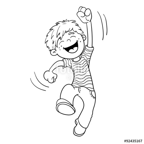 Coloring Page Outline Of A Cartoon Jumping Boy Stock Image 500x500 Coloring Page Outline Of A Cartoon Jumping Boy Stock Image
