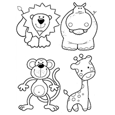 230x230 Coloring Pages. Printable Jungle Animal Coloring Pages
