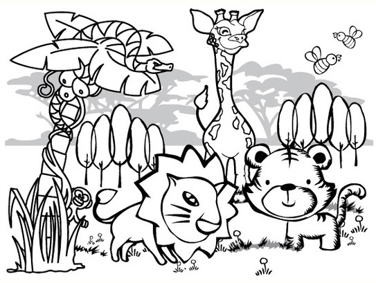 543x409 Jungle Animals Coloring Pages Jungle Coloring Pages 11 Coloring