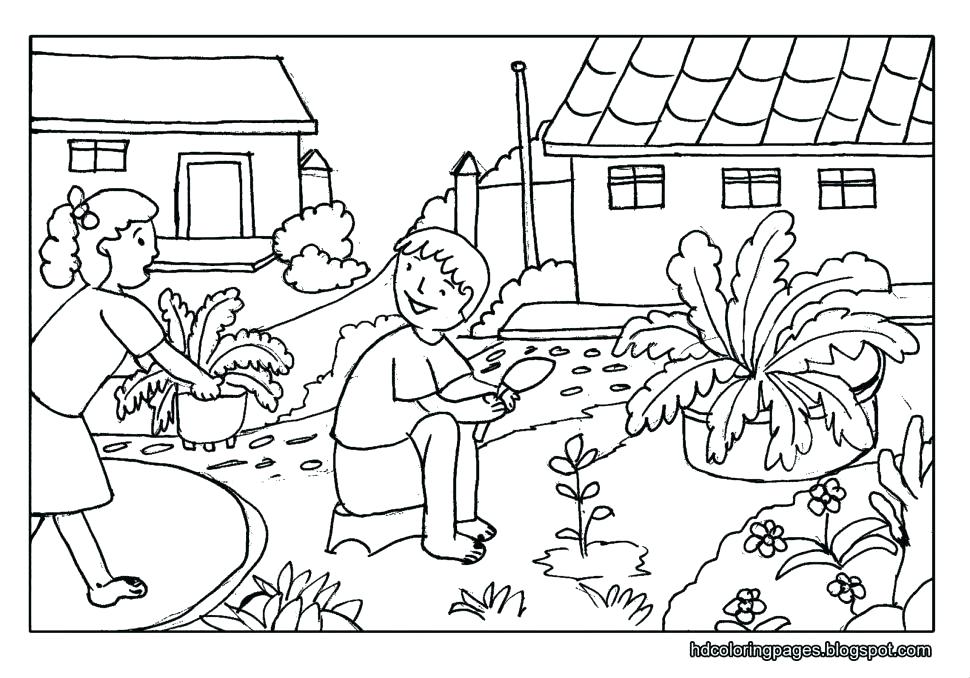 970x678 Nature Coloring Pages Country Scenery Coloring Pages Scene Nature