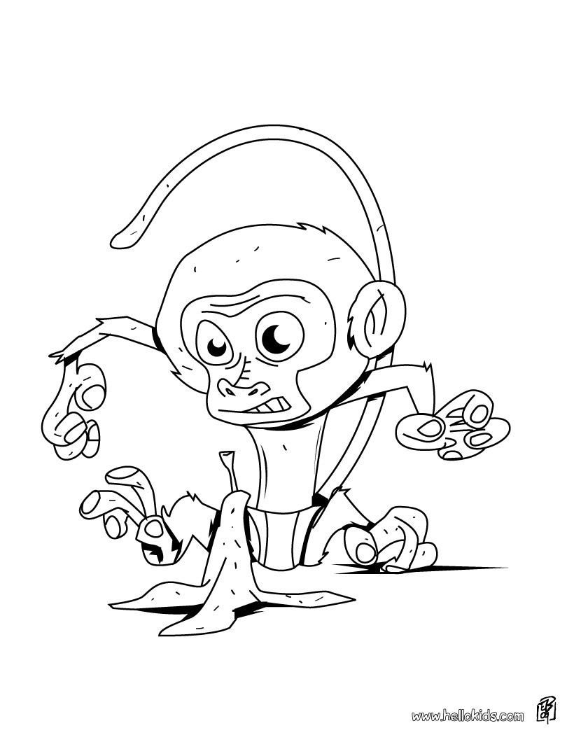 820x1060 Baby Monkey In The Tree Coloring Pages