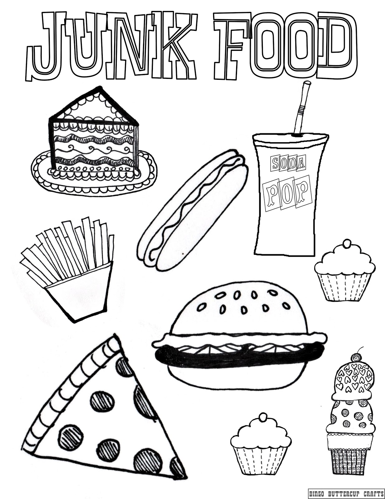 1236x1600 Junk Food Coloring Pages