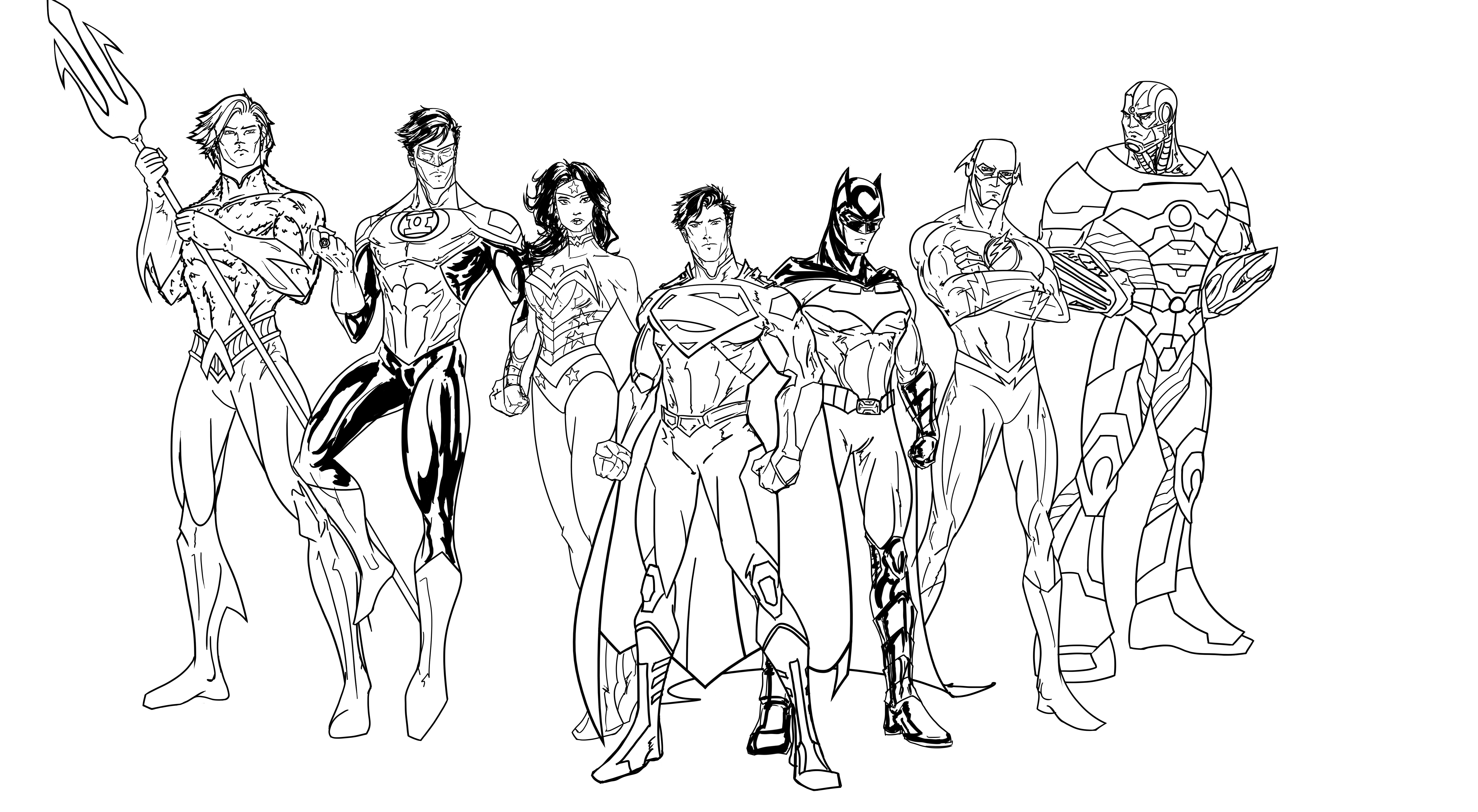 7636x4200 Justice League Coloring Pages