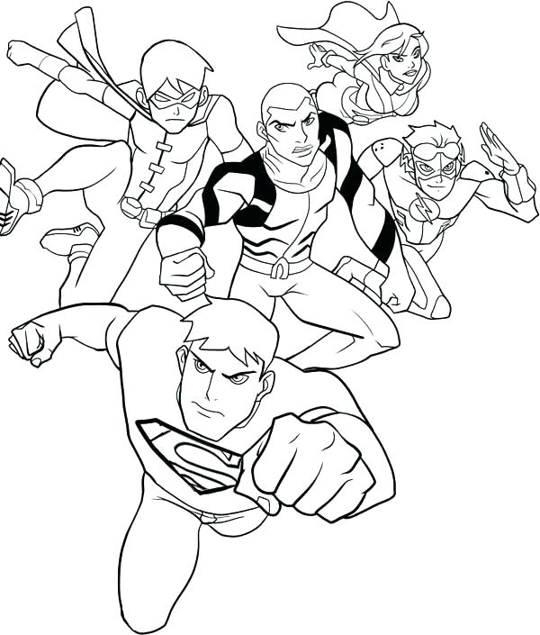 600x705 Justice League Coloring Pages To Print Young Justice Coloring