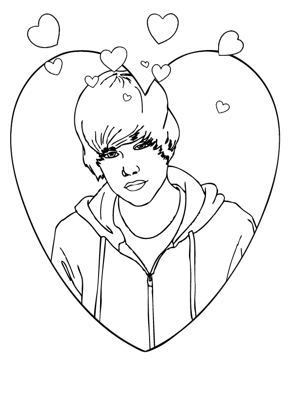 Coloring Page Of Justin Bieber Valentines Day 595x842 Coloring Page Of Justin Bieber Valentines Day