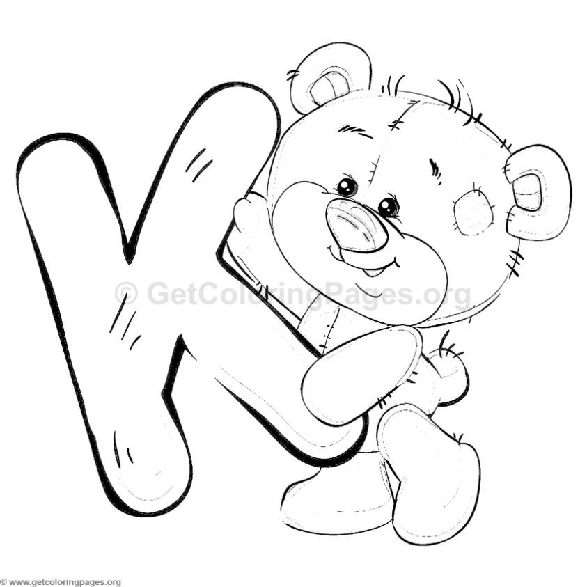 843x843 Teddy Bear Alphabet Letter K Coloring Pages Quilting