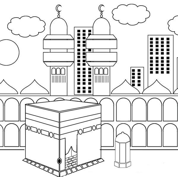 Khana Kaba Coloring Page 600x596 Khana Kaba Coloring Page