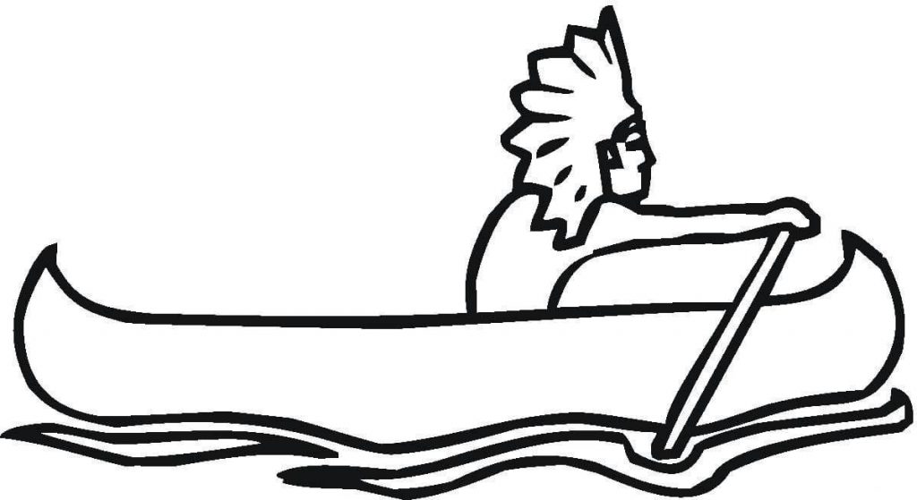 1024x559 Red Indian In Canoe American Coloring Page