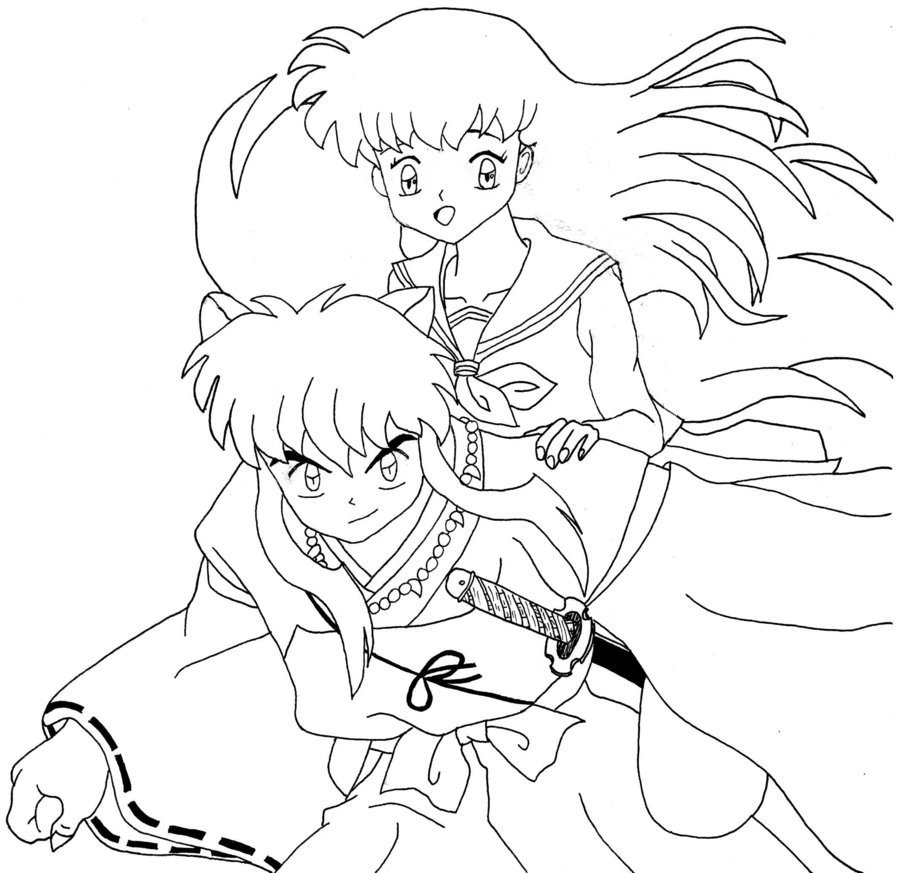 900x873 Inuyasha And Kagome Coloring Pages