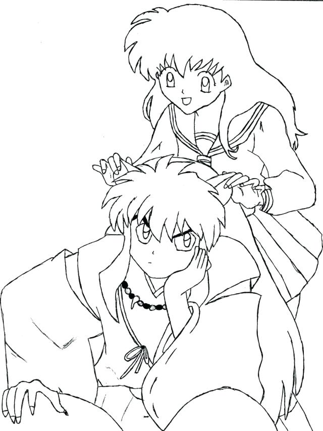 640x854 Inuyasha Coloring Pages Coloring Pages Color Inuyasha And Kagome