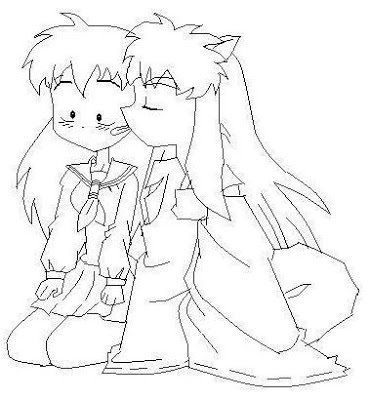 370x400 Digital Dunes Inuyasha And Kagome Coloring Pages Cartoon Characters