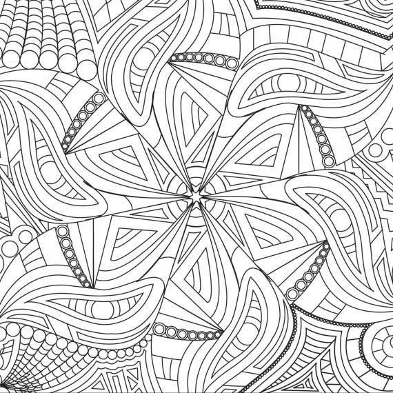 570x570 Kaleidoscope Coloring Page, Design To Color, Coloring Print, Color