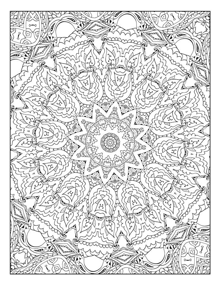 740x958 Coloring Page, Adult Coloring, Mandala, Geometric Pattern