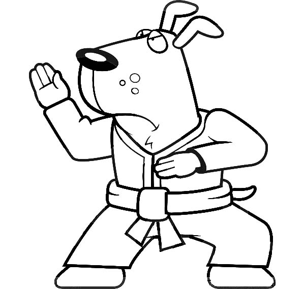 600x569 Karate Dog Practice Kata Moves Coloring Pages Batch Coloring