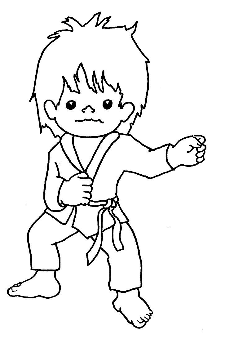 726x1093 Sports Karate Kid Free Coloring Page Pages