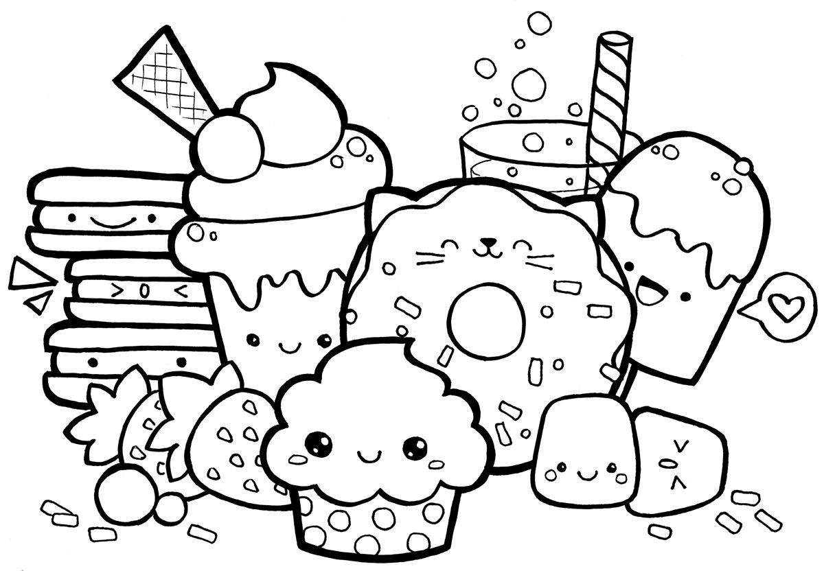 1200x832 Kawaii Food Doodle Coloring Page Coloring Pages Kawaii