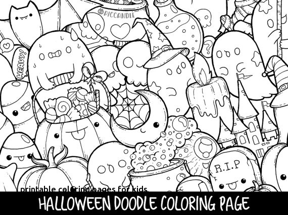 Halloween Doodle Coloring Page Printable Cute Kawaii For Printable 570x427 Halloween Doodle Coloring Page Printable Cute Kawaii For Printable