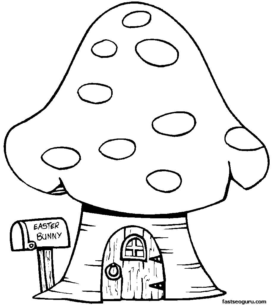 Print Out Easter Bunny Mushrooms House Coloring Page For Kids 915x1024 Print Out Easter Bunny Mushrooms House Coloring Page For Kids