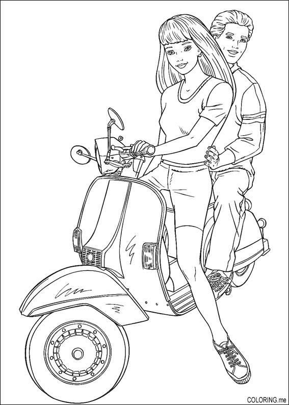Coloring Page Barbie And Ken On Scooter 567x794 Coloring Page Barbie And Ken On Scooter