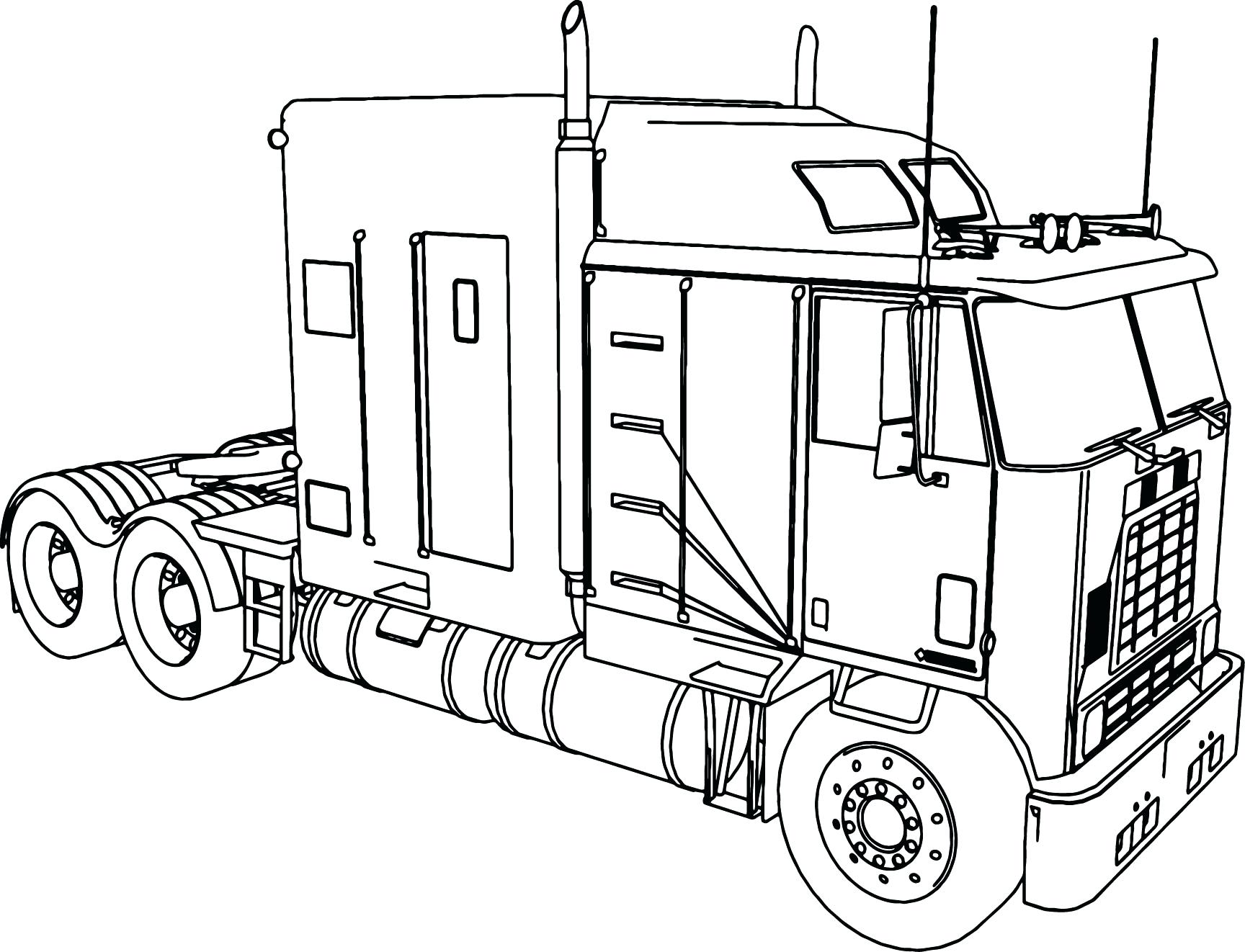 Tractor Coloring Trailer Pages Truck Rig Big Trucks Semi Drawing ...