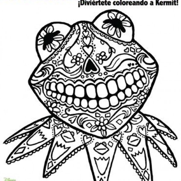 600x600 Day Of Dead Coloring Page Starring Kermit Frog Fab Find