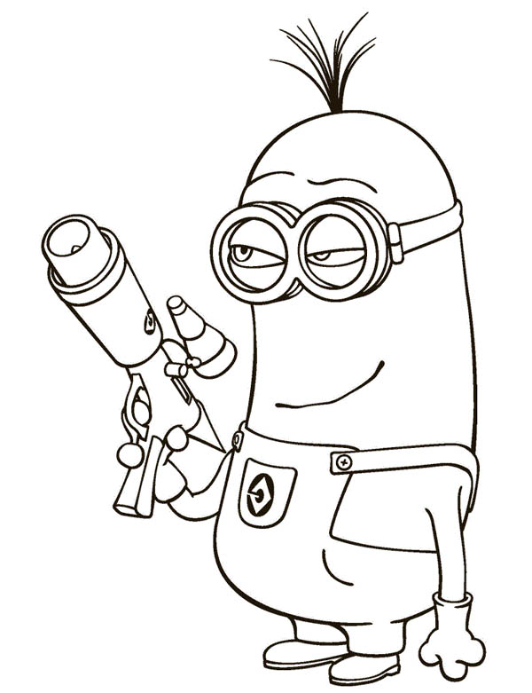 600x781 Kevin The Minion And Laser Gun In Despicable Me Coloring Page
