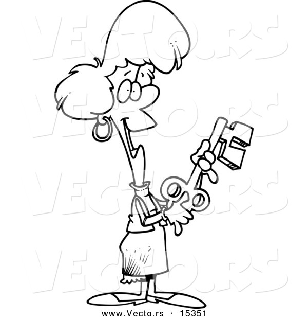 600x620 Vector Of A Cartoon Woman Holding An Opportunity Key