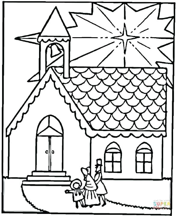 589x720 Church Coloring Page