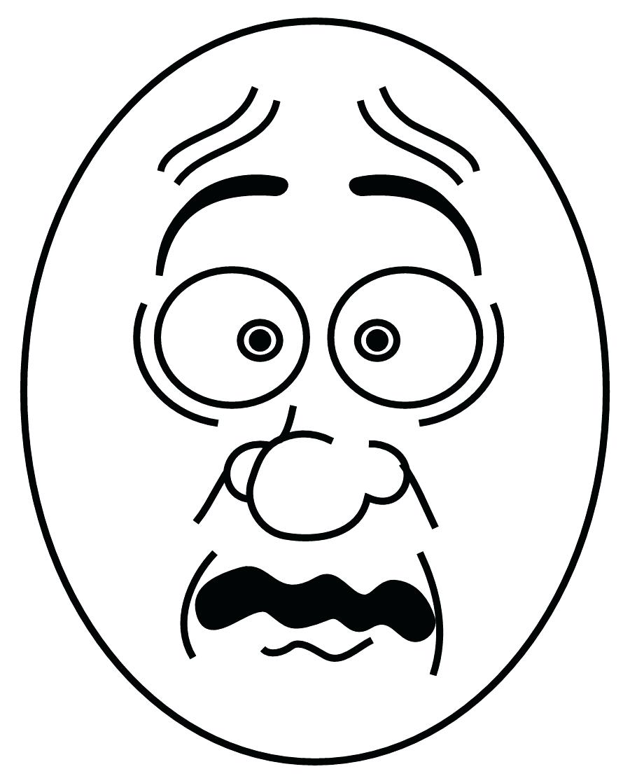 900x1118 Simplistic Sad Face Coloring Page Happy Scared Kids Free
