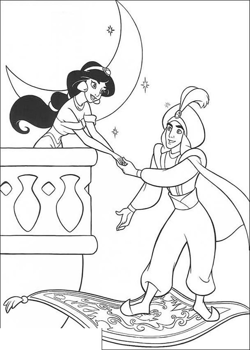 1000x1400 Aladdin Holding Hands With Jasmine Aladdin Coloring Pages