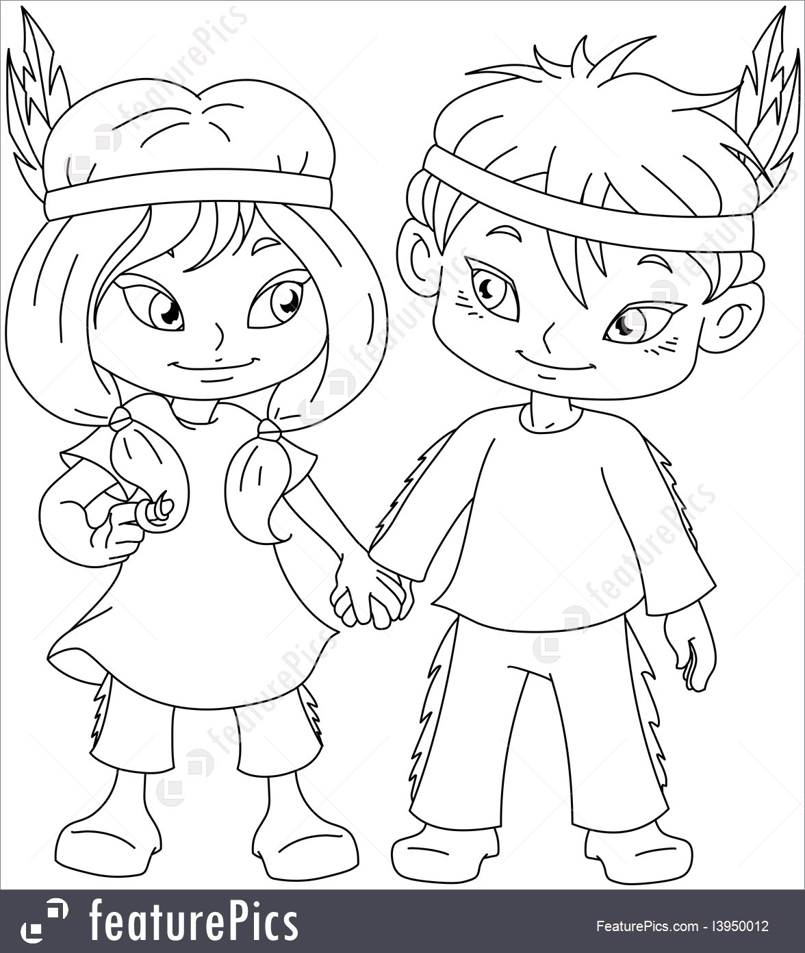 Indian Boy And Girl Holding Hands For Thanksgiving Coloring Page 1176x1392 Indian Boy And Girl Holding Hands For Thanksgiving Coloring Page