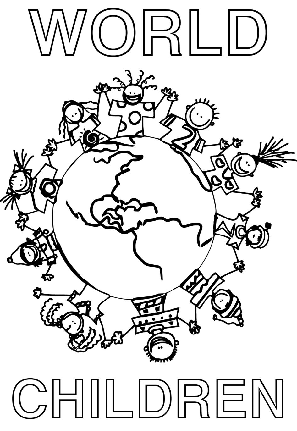 Children Holding Hands Around World Coloring Page Cute Within 945x1371 Children Holding Hands Around World Coloring Page Cute Within