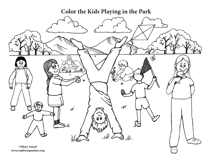 Kids Playing In The Park Coloring Page 792x612 Kids Playing In The Park Coloring Page
