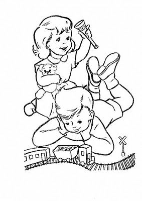 Kids Playing Coloring Page Odds Amp Ends 283x400 Kids Playing Coloring Page Odds Amp Ends