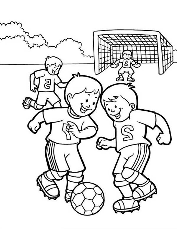 A Group Of Kids Playing Soccer In The School Yard Coloring Page 600x775 A Group Of Kids Playing Soccer In The School Yard Coloring Page