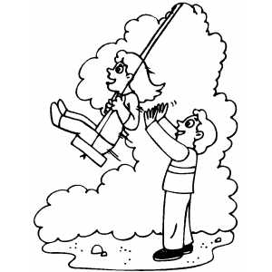 300x300 Kids On Swing Coloring Page