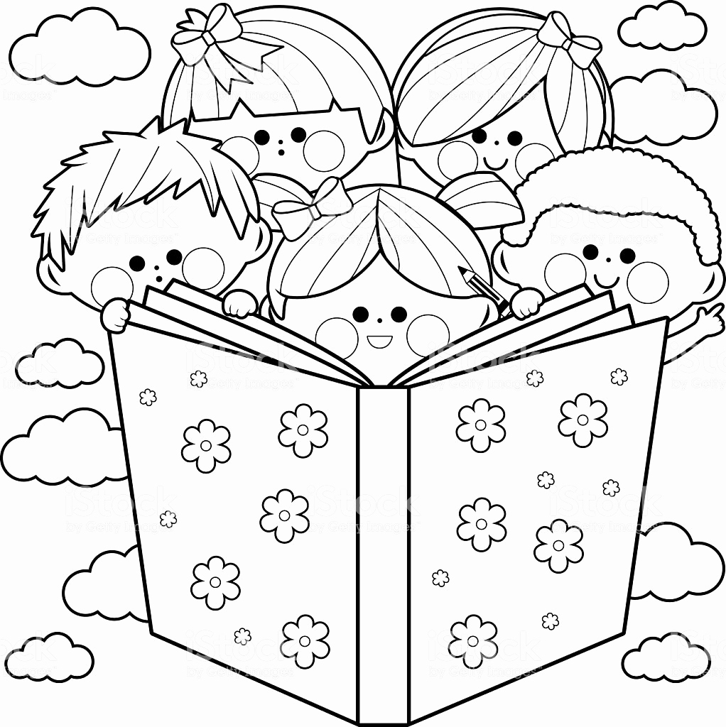 1022x1024 Gigantic Child Reading Coloring Page Nice Pages Kids Images