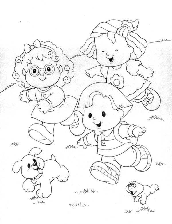 Little People Coloring Pages Little People Running Down The Hill 600x780 Little People Coloring Pages Little People Running Down The Hill