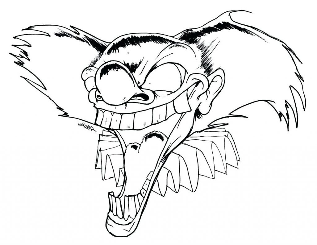 1024x791 Coloring Page ~ Clown Coloring Page Scary Pages 9 Killer Drawings