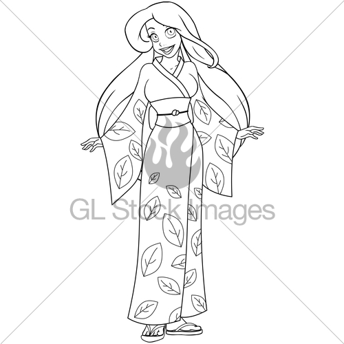 Caucasian Woman In Kimono Coloring Page Gl Stock Images 500x500 Caucasian Woman In Kimono Coloring Page Gl Stock Images