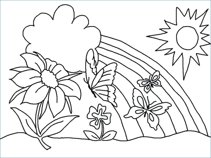 728x546 Children Picnic Spring Activities Coloring Pages