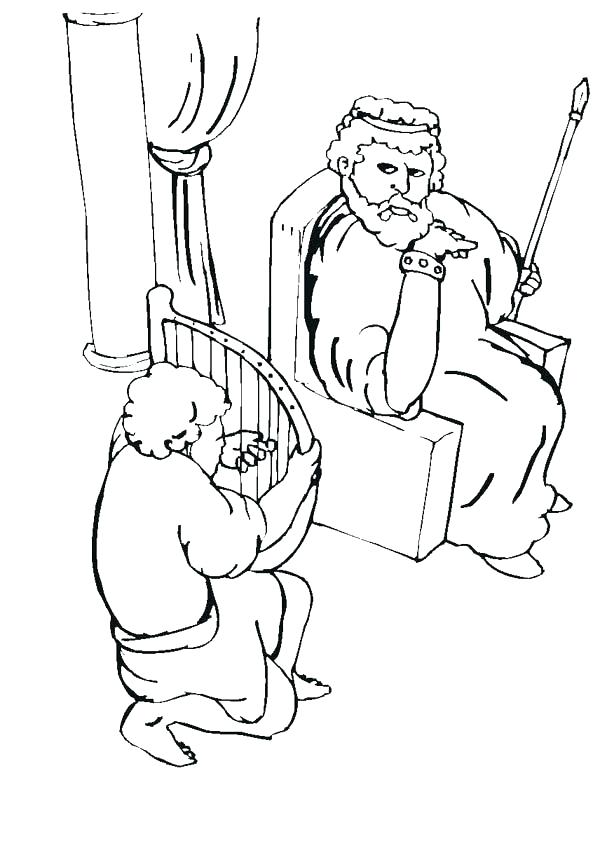 600x841 King David Coloring Pages King Coloring Sheet Plays Harp For King
