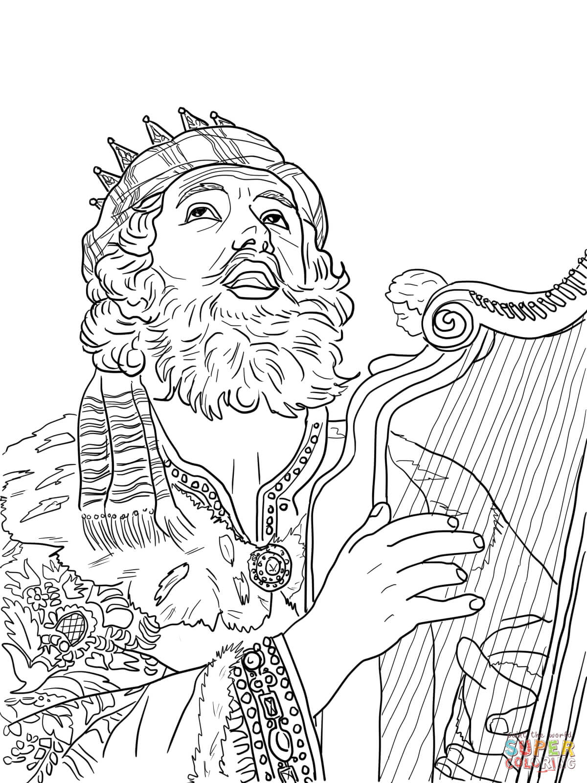 1200x1600 Opportunities King David And Nathan Coloring Page Playing The Harp