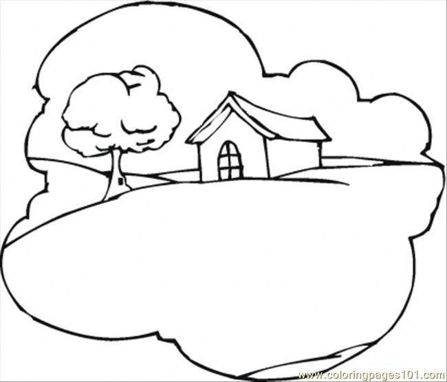 Cottage On The Hill Coloring Page 650x556 Cottage On The Hill Coloring Page