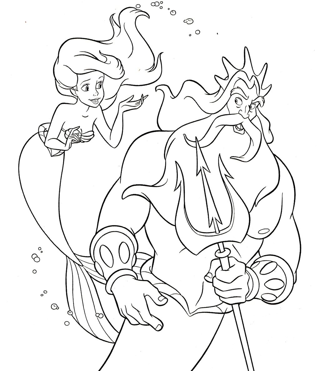 1024x1187 King Triton And Princess Ariel Coloring Page Coloring Pages 2