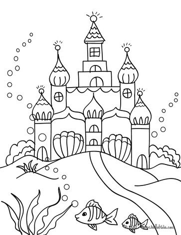 Mermaid's Submarine Kingdom Coloring Page Children 363x470 Mermaid's Submarine Kingdom Coloring Page Children